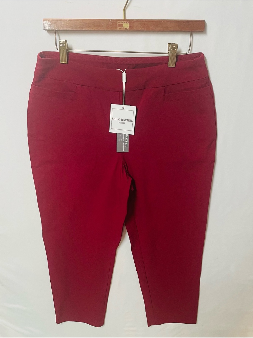 Zac & Rachel Petite Deep Red Pull-On Cropped Pants 12P